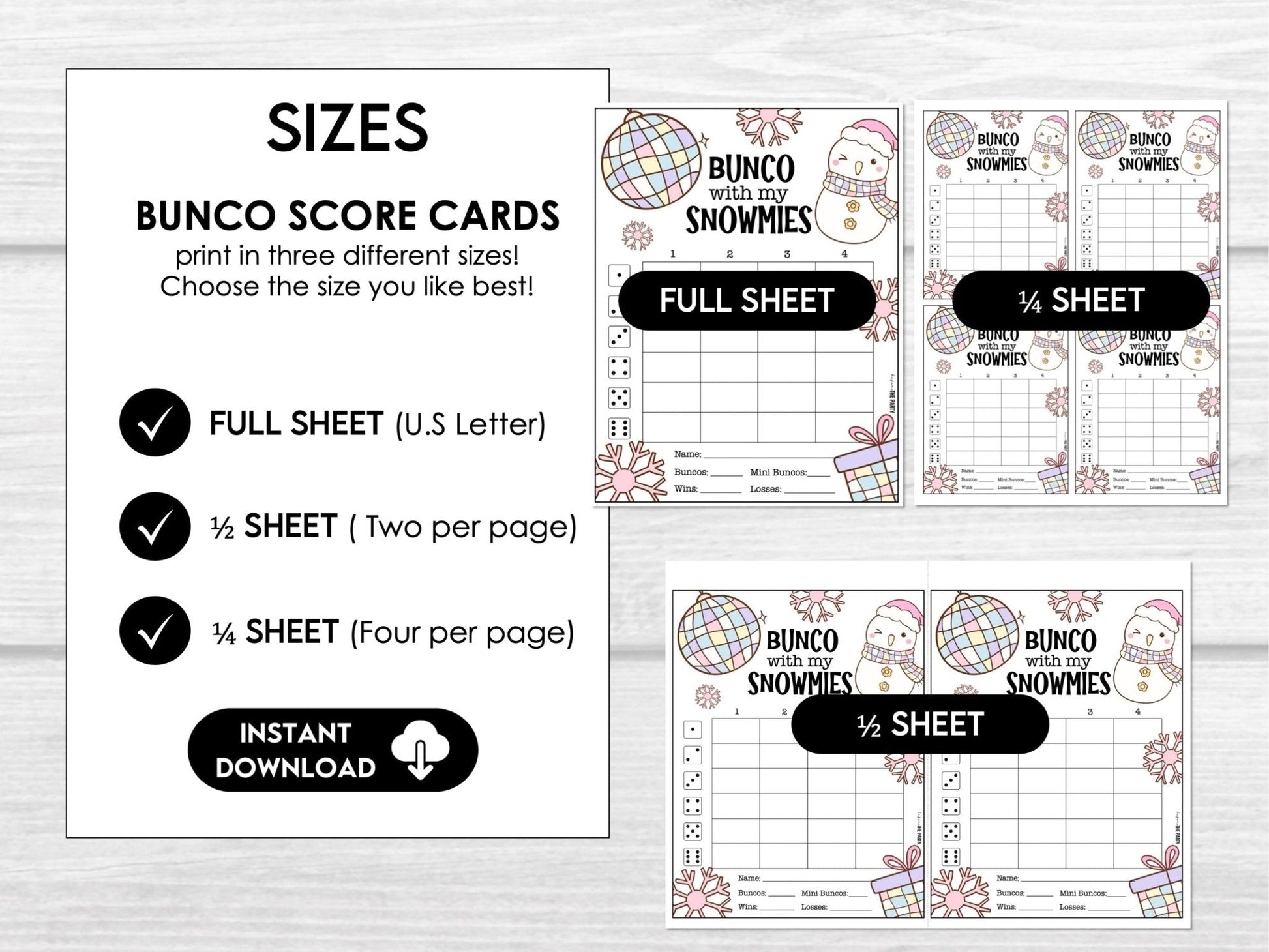 Winter Bunco Score Sheets, Bunco Party Kit, Winter Bunco, Bunco with my Snowmies
