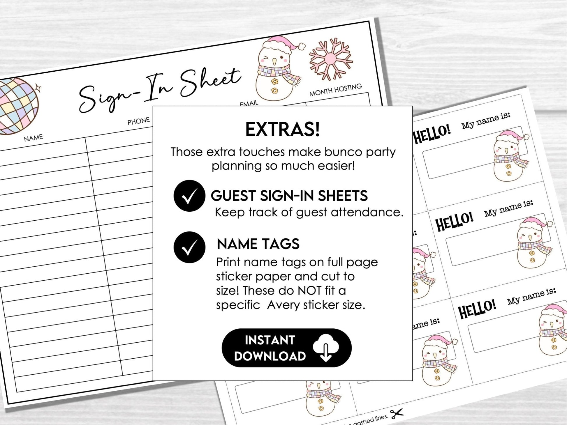 Winter Bunco Score Sheets, Bunco Party Kit, Winter Bunco, Bunco with my Snowmies