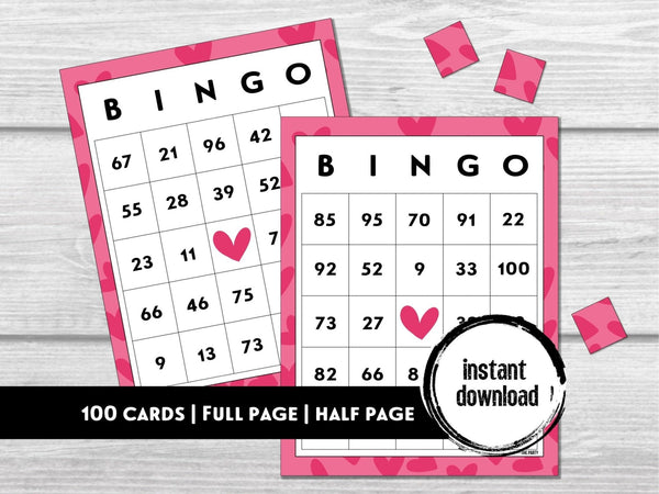 100 Valentines Day Bingo CardsPrintable Valentine Party Game | Kids | Adults - Before The Party