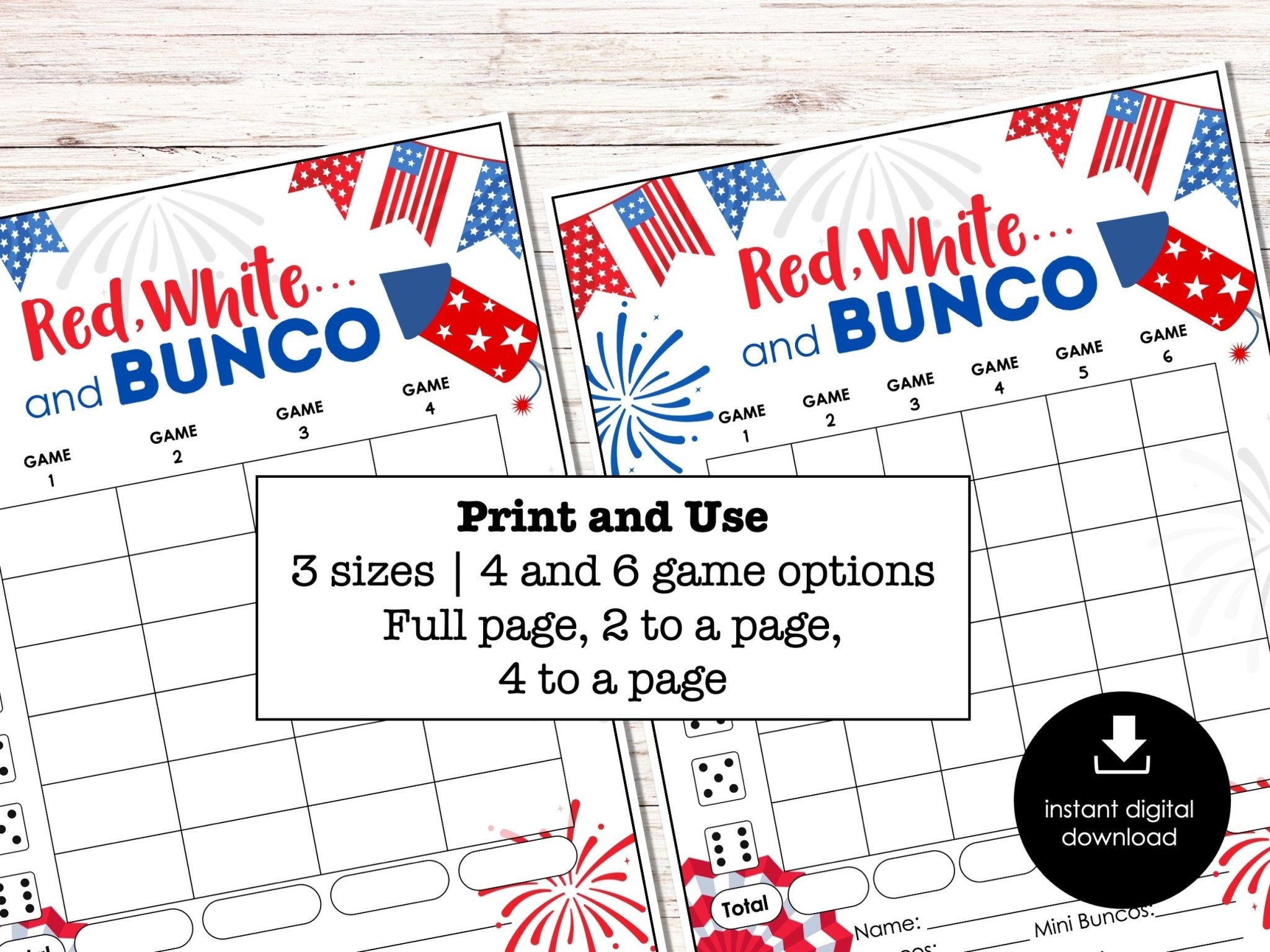 4th of July Bunco Score Cards - Fourth of July Theme Bunco Party - BUNKO Tally Sheets - Before The Party
