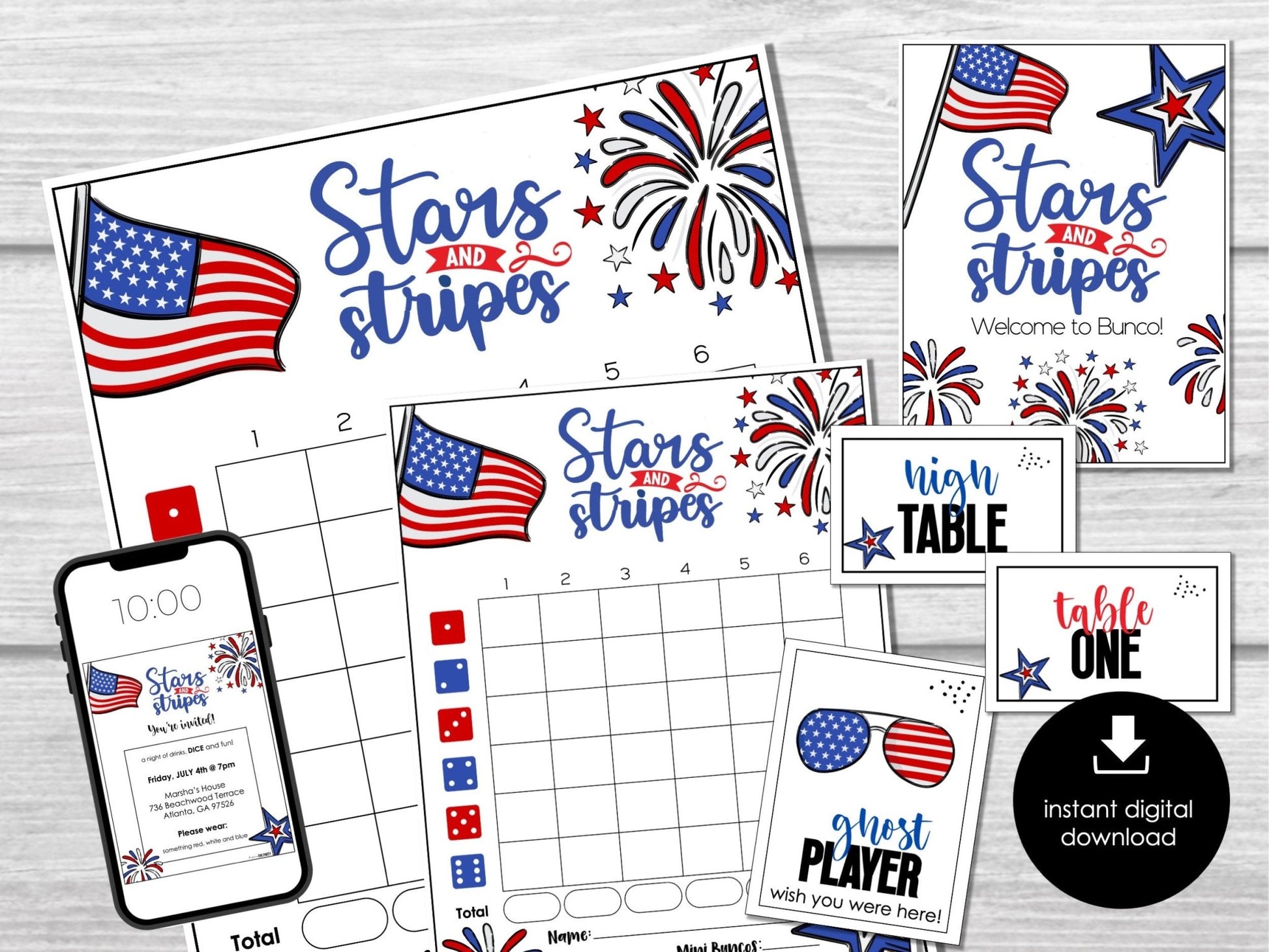4th-of-july-bunco-score-cards-july-fourth-party-bunco-invitation-before-the-party for Free Printable 4th Of July Cards 4th of July Bunco Score Cards, July Fourth Party Bunco Invitation – Before The Party for Free Printable 4th Of July Cards