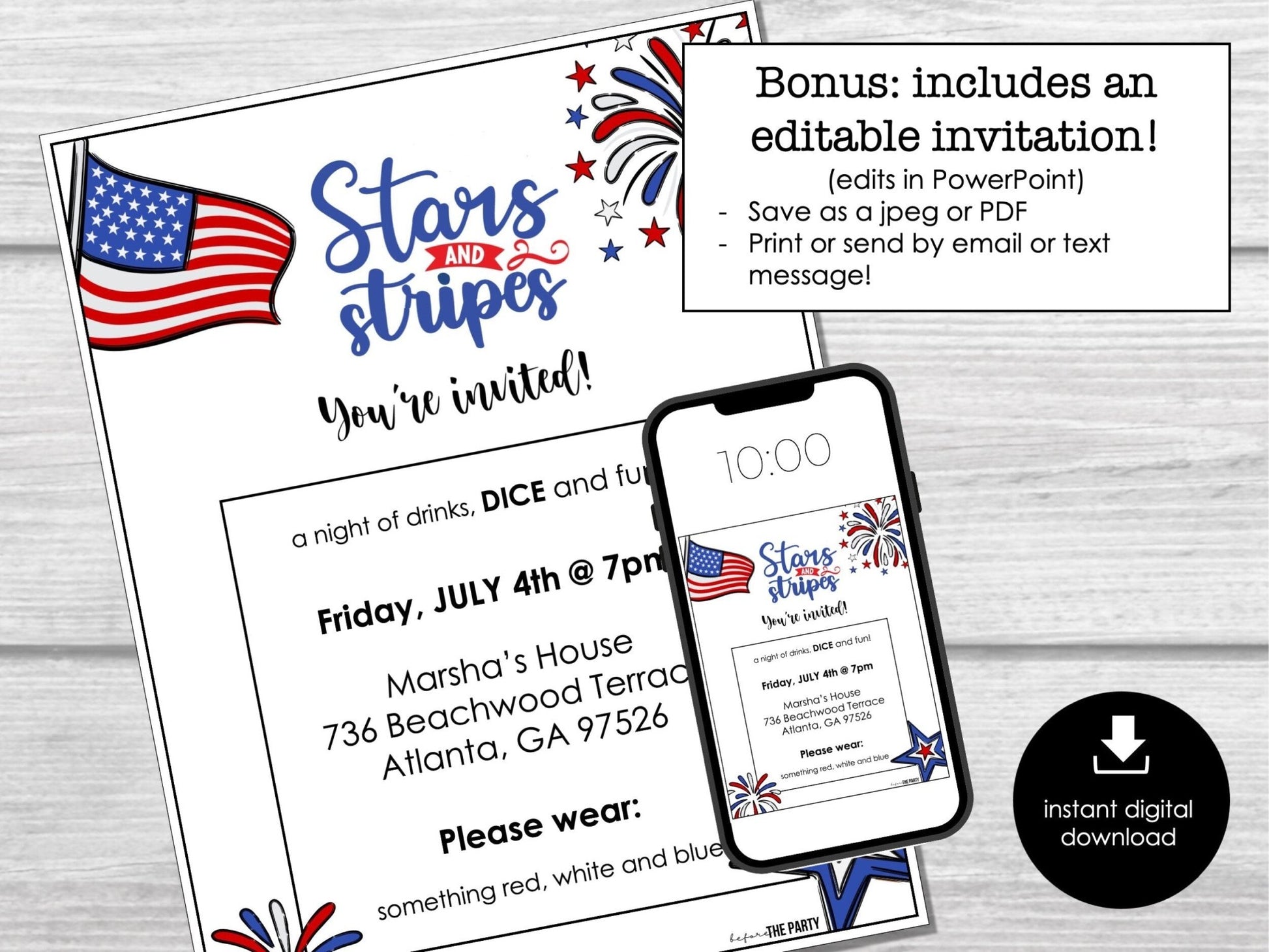 4th of July Bunco Score Cards, July Fourth Party Bunco Invitation, July Bunco Night, Bunco Game Party Printable, Patriotic, Labor Day, BUNKO - Before The Party
