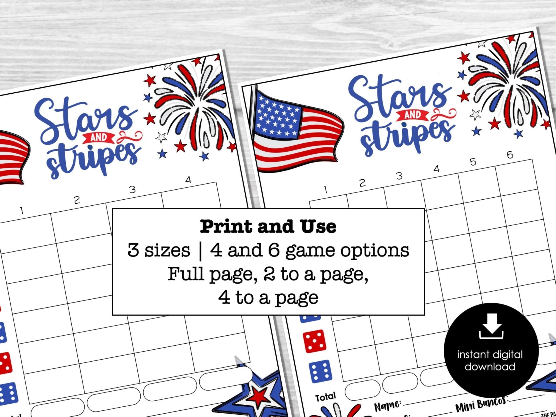 4th of July Bunco Score Cards, July Fourth Party Bunco Invitation, July Bunco Night, Patriotic Labor Day - Before The Party