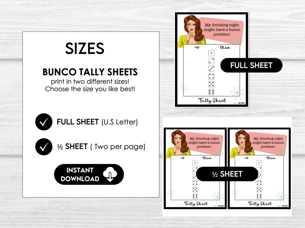 50's Retro Housewife Funny Drinking Theme Bunco Score Sheets, Ladies Night, Tally Sheets, Invitation, Table Cards, Cute Bunco Download - Before The Party