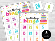 Birthday Bingo Party Game for Kids, Numbers 0 - 25 Bingo Game, Happy Birthday Bingo Game, Fun Printable Bingo Cards for Kids