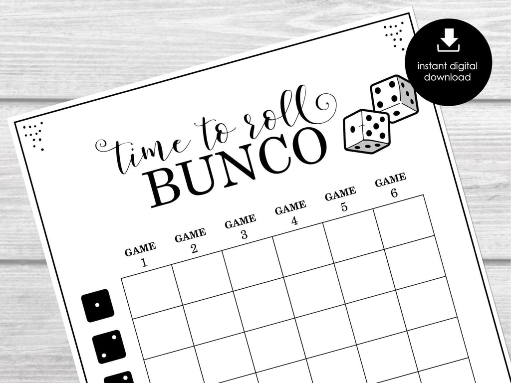 Bunco Score Sheets, Bunco Party Printables, Black & White Bunco Invitation, Bunco Night Printable, Bunco Game Night, No theme BUNCO - Before The Party