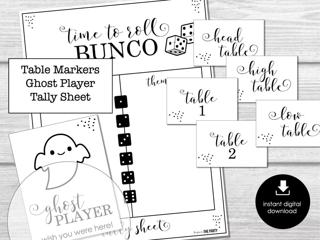 Bunco Score Sheets, Bunco Party Printables, Black & White Bunco Invitation, Bunco Night Printable, Bunco Game Night, No theme BUNCO - Before The Party