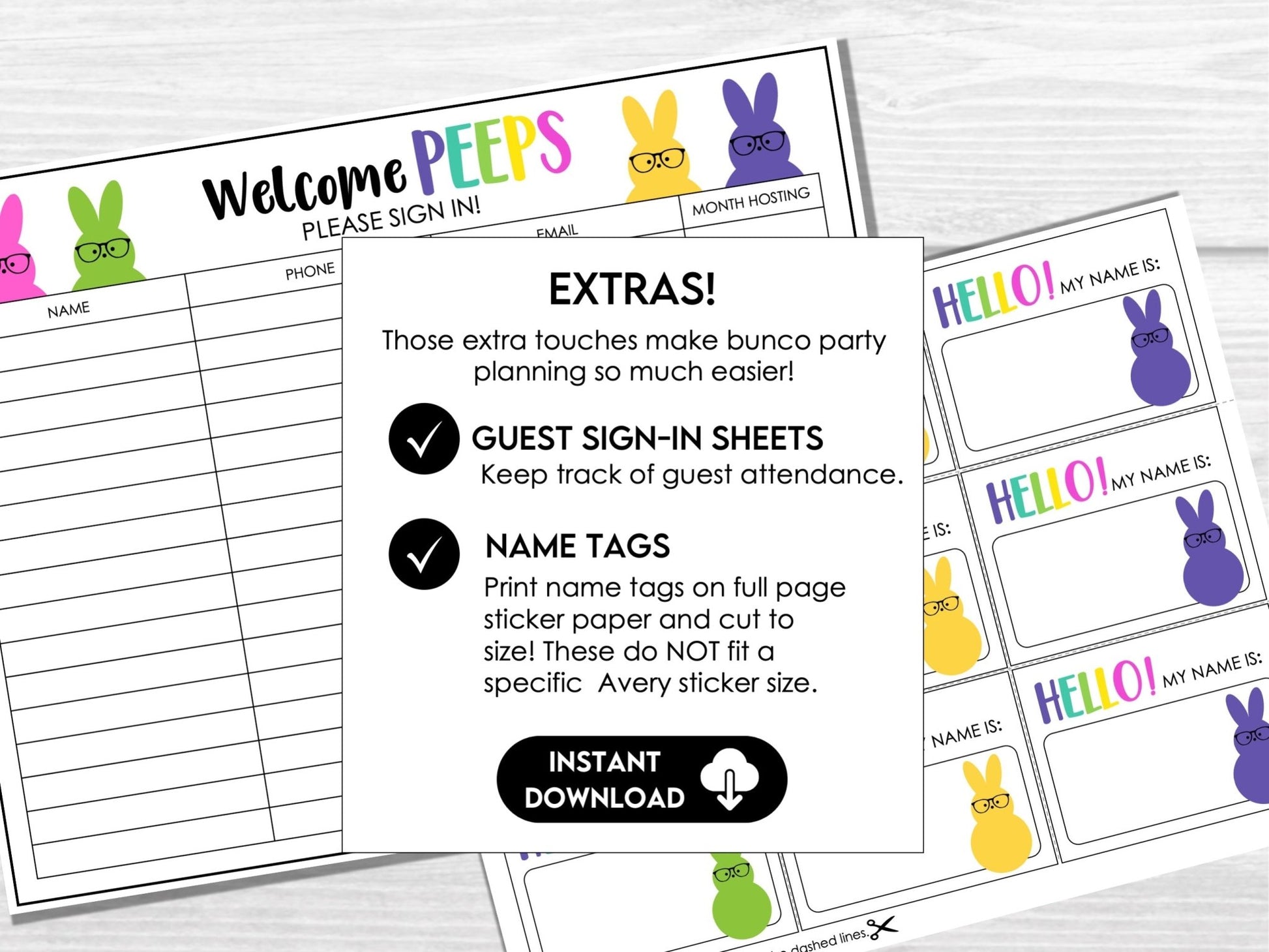 Bunco with my PEEPS - Easter Theme Peeps Bunco Game Cards with Editable Invitations