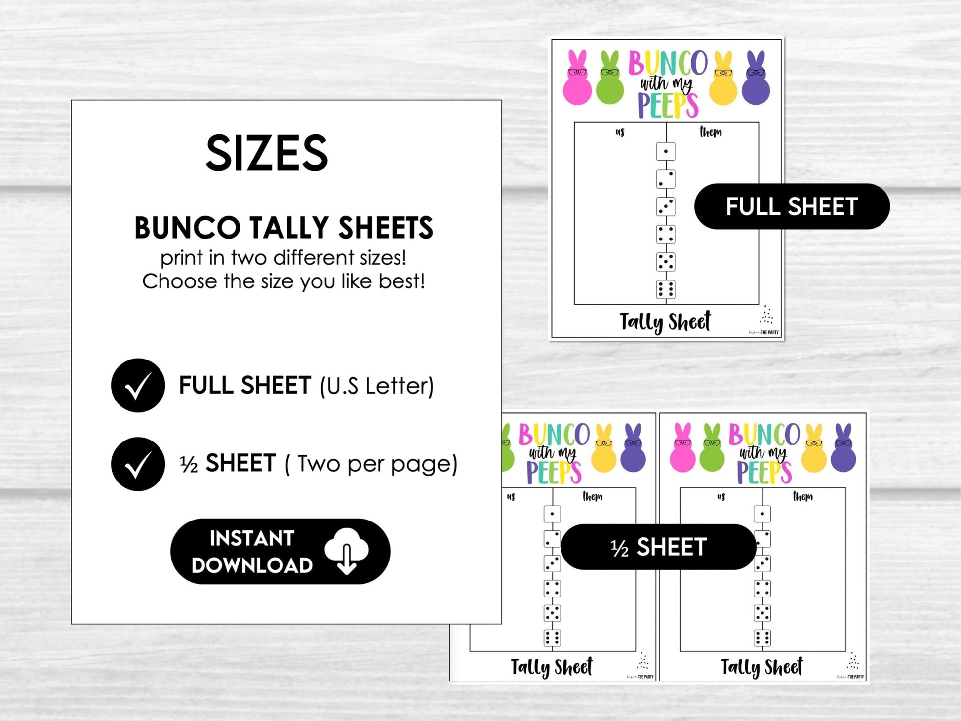 Bunco with my PEEPS - Easter Theme Peeps Bunco Game Cards with Editable Invitations