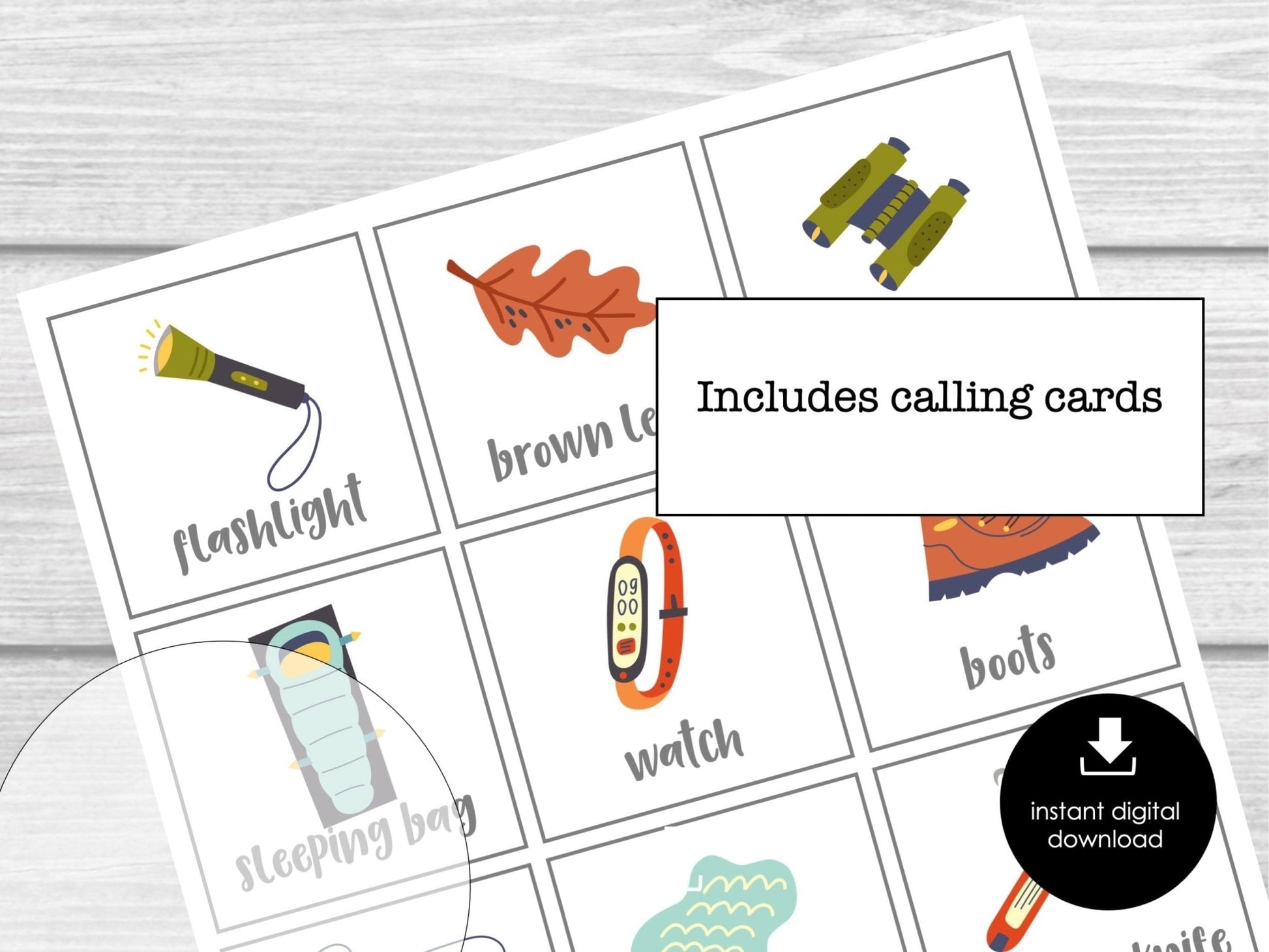 Camping Bingo Game, Party Game for Kids, Classroom Bingo Game, Scout Bingo Game, Camp Theme Printable Bingo Cards for Kids, Sleepover Party - Before The Party