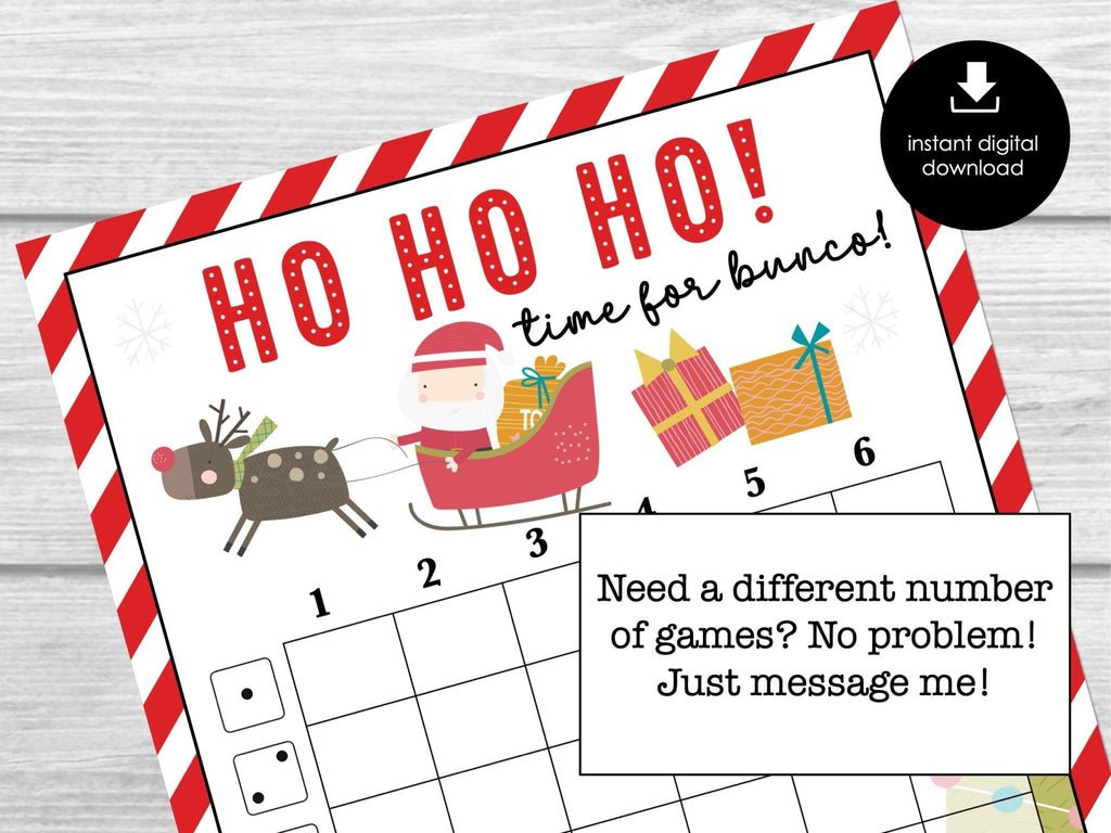 Christmas Bunco Score Sheets, HO HO HO December Bunco Game, Christmas Bunco - Before The Party