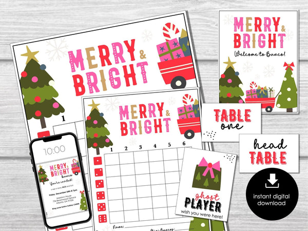 Christmas Bunco Score Sheets, Merry and Bright December Bunco Game, Christmas Bunco Invitation, Bunco Party Kit, Winter Bunco, Holiday BUNKO - Before The Party