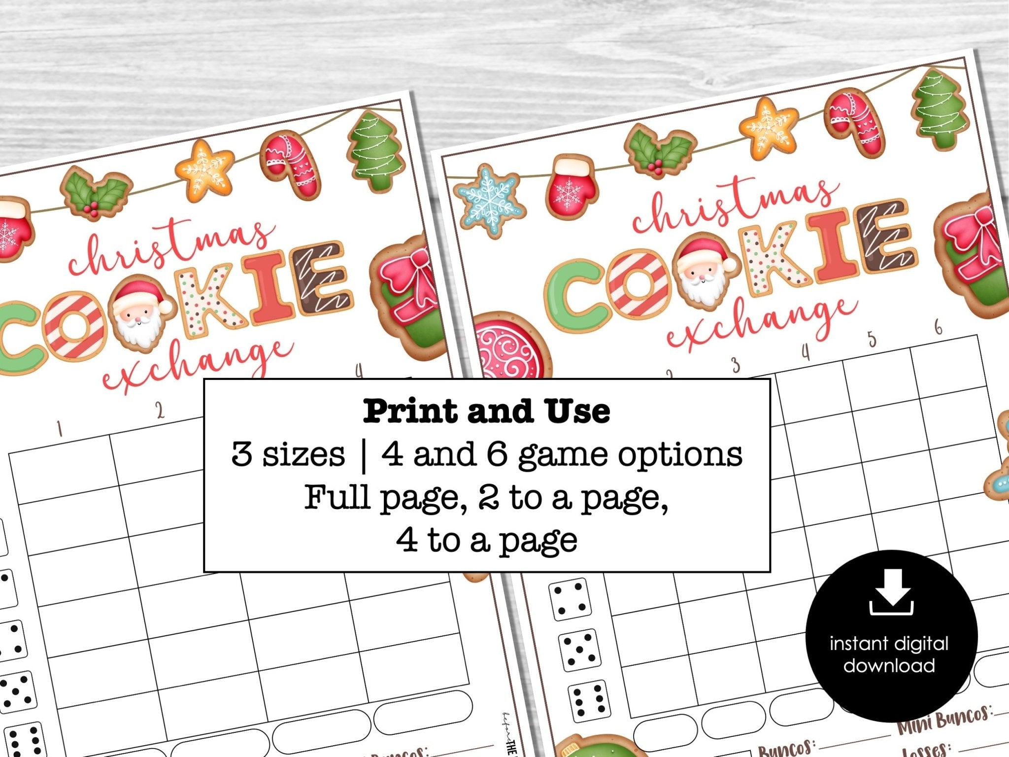 Christmas Cookie Exchange Bunco Score Sheets, December Bunco Game, XMAS bunco Theme - Before The Party