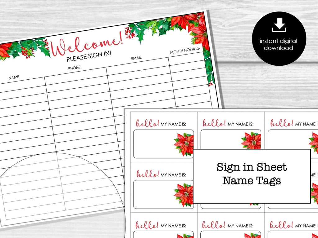 Christmas Floral Bunco Score Sheets, December Bunco Game, Christmas Bunco Invitation - Before The Party
