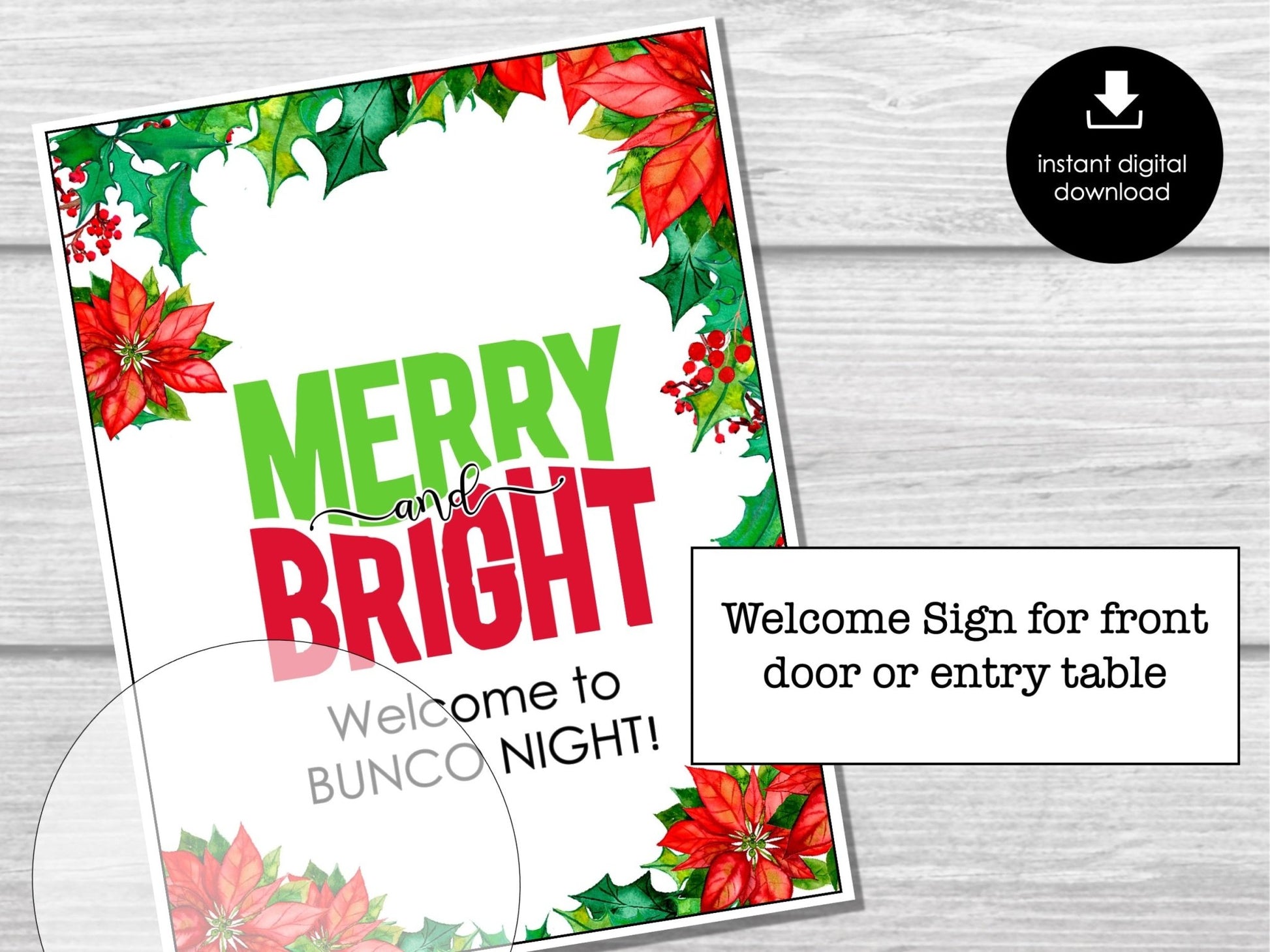 Christmas Floral Bunco Score Sheets, December Bunco Game, Christmas Bunco Invitation - Before The Party