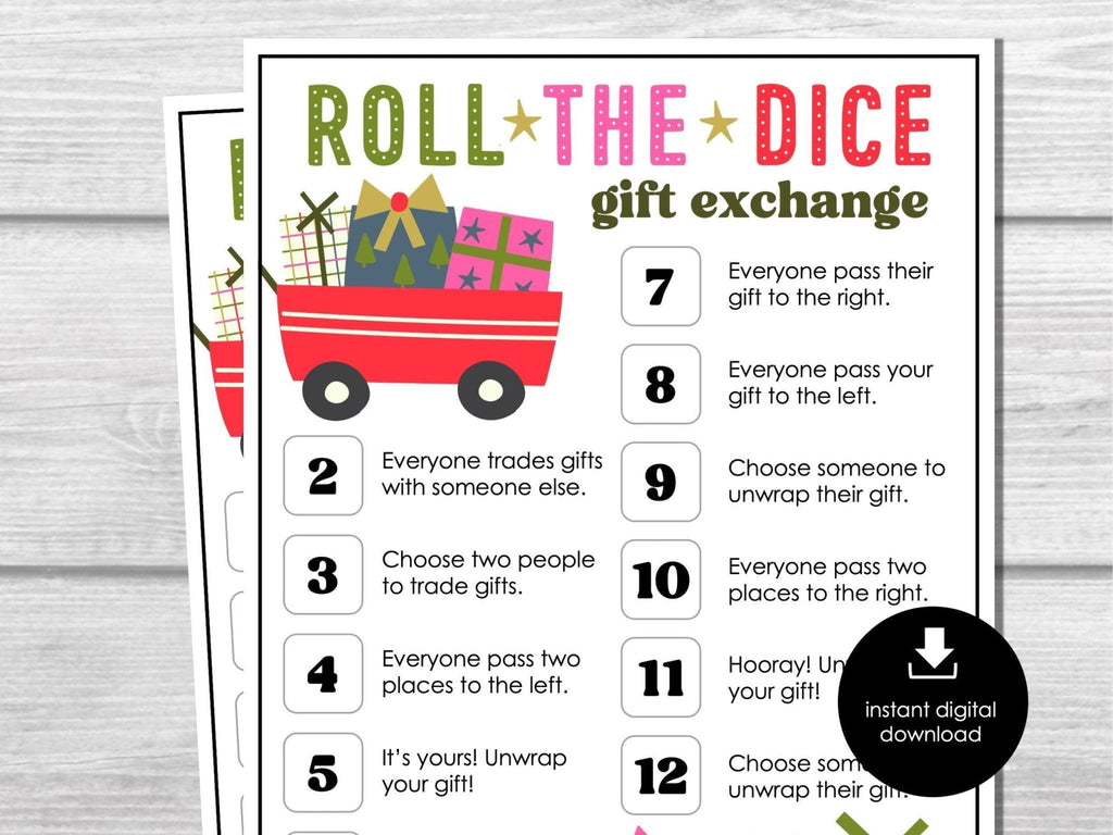 Christmas Gift Exchange Dice Game, Fun Holiday Party Game, Dice Game for Kids & Adults, School Party Game, Christmas Group Party Game - Before The Party