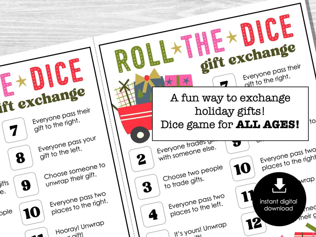 Christmas Gift Exchange Dice Game, Fun Holiday Party Game, Dice Game for Kids & Adults, School Party Game, Christmas Group Party Game - Before The Party