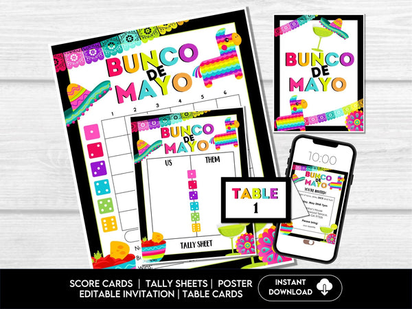 Cinco De Mayo Bunco Score Sheets, Mexican Party Bunco, Bunco Score Cards - Before The Party