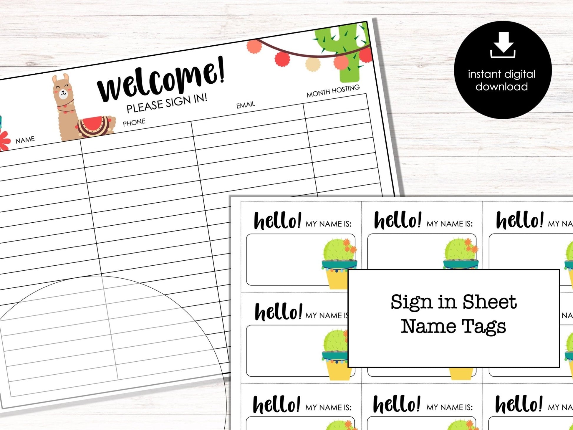 Cute Llama Bunco Score Sheets, Bunco Cards, Bunco Printable, Bunco Invitation
