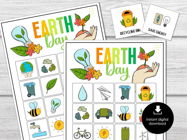 Earth Day Bingo Party Game for Kids, Classroom Bingo Game, Earth Month Bingo Game, Earth Day Vocabulary Activity for Kids, Printable Game - Before The Party