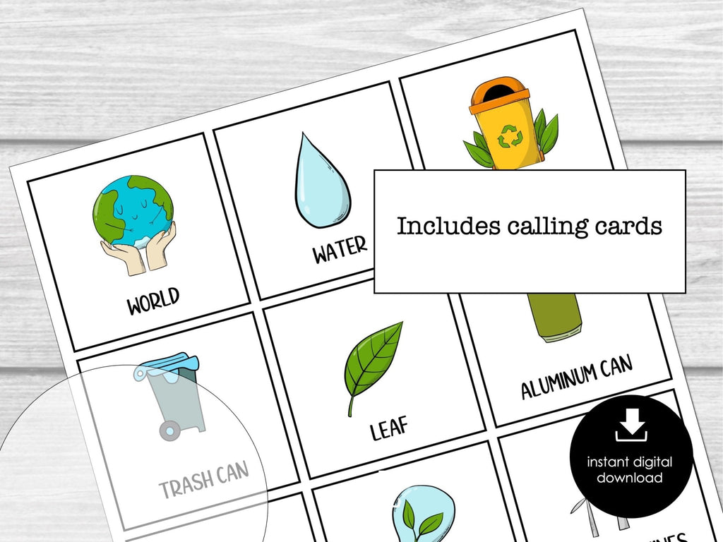 Earth Day Bingo Party Game for Kids, Classroom Bingo Game, Earth Month Bingo Game, Earth Day Vocabulary Activity for Kids, Printable Game - Before The Party