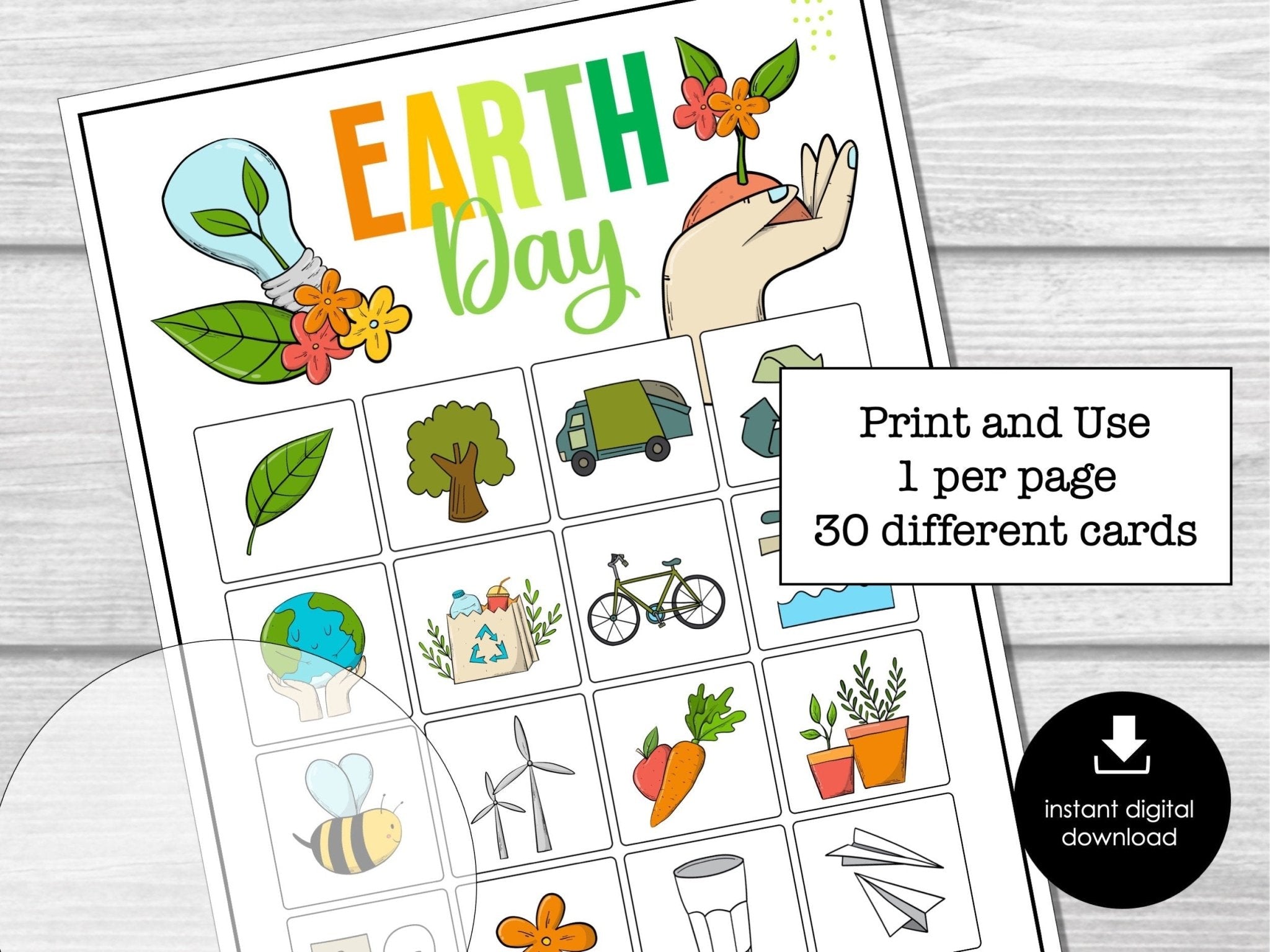 Earth Day Bingo Party Game for Kids, Classroom Bingo Game, Earth Month Bingo Game, Earth Day Activity for Kids