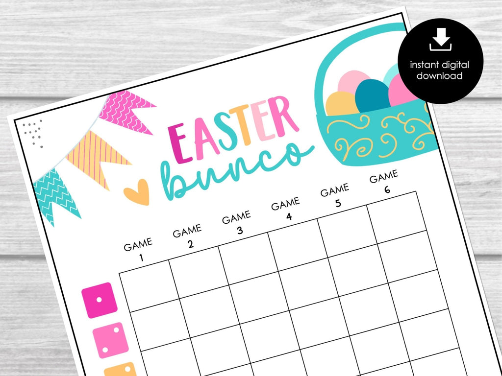 Easter Bunco Score Cards, April Bunco Game, Bunco Night Printable, Easter Bunco Set - Before The Party