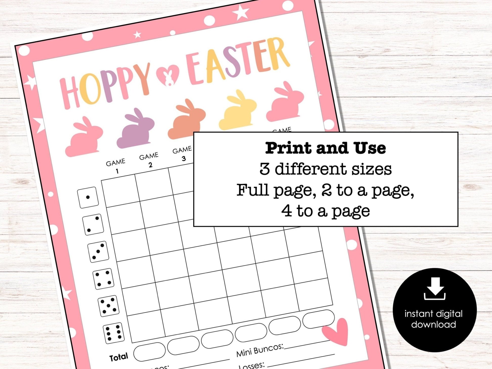 Easter Bunco Score Sheets, April Theme Bunco, Easter Bunny Bunco Night Printable, Table Markers, Bunco Party Tally Sheet, BUNKO printables - Before The Party