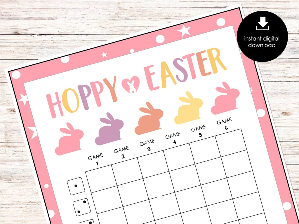 Hoppy Easter Bunco Score Sheets With Editable Invitation Table Marker