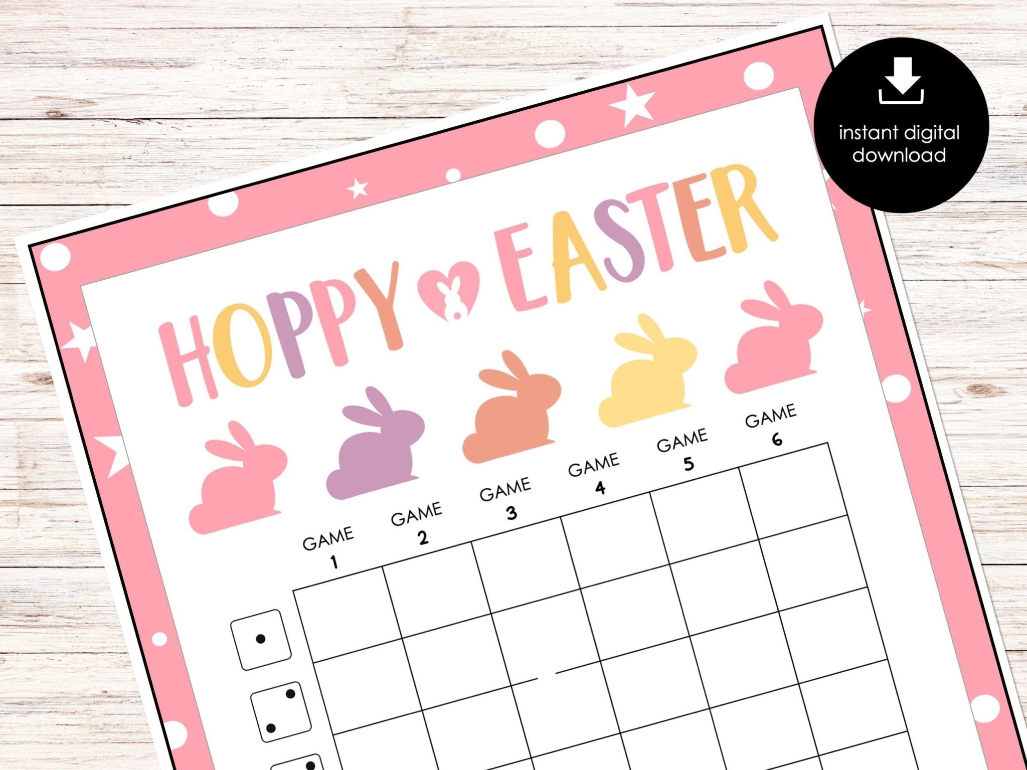 Hoppy Easter Bunco Score Sheets with editable invitation, table marker ...
