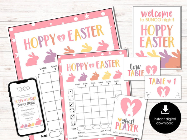 Easter Bunco Score Sheets, April Theme Bunco, Easter Bunny Bunco Night Printable, Table Markers, Bunco Party Tally Sheet, BUNKO printables - Before The Party