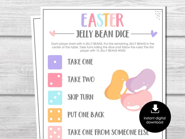 Easter Jelly Bean Dice Game, Easter Party Game, Easter Games, Easter Games for Kids and Adults, Easter School game, Easter Game Printable - Before The Party