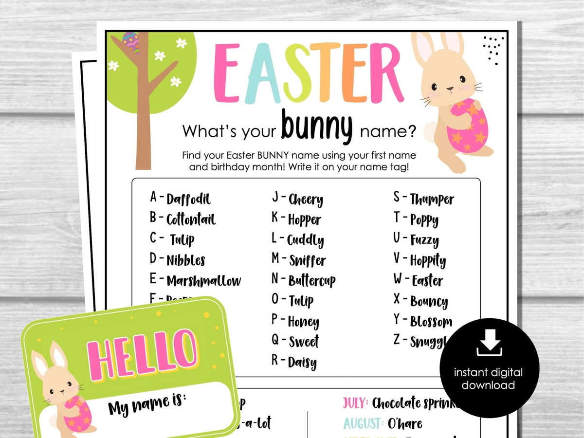 Easter Name Fun Easter Bunny Name Game & Tags for School Parties – Before The Party