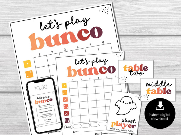 Fall VIBES Bunco Score Cards, Autumn Bunco Score Sheets, FALL Bunco Invitation, October Theme Bunco Party Kit, September Bunco Night, BUNKO - Before The Party