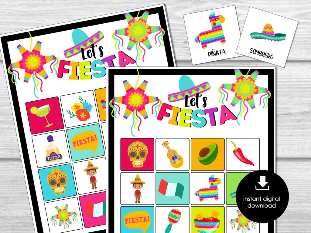 Fiesta Bingo Party Game Printable, Cinco De Mayo Bingo Game, Mexican Fiesta Bingo Game, Bingo Cards for Kids, 30 Bingo cards, Fiesta Party - Before The Party