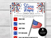 Fourth of July Candy Dice Game, Patriotic Party Game, Labor Day Games, Memorial Day Games for Kids and Adults, Classroom game, July 4th Game - Before The Party