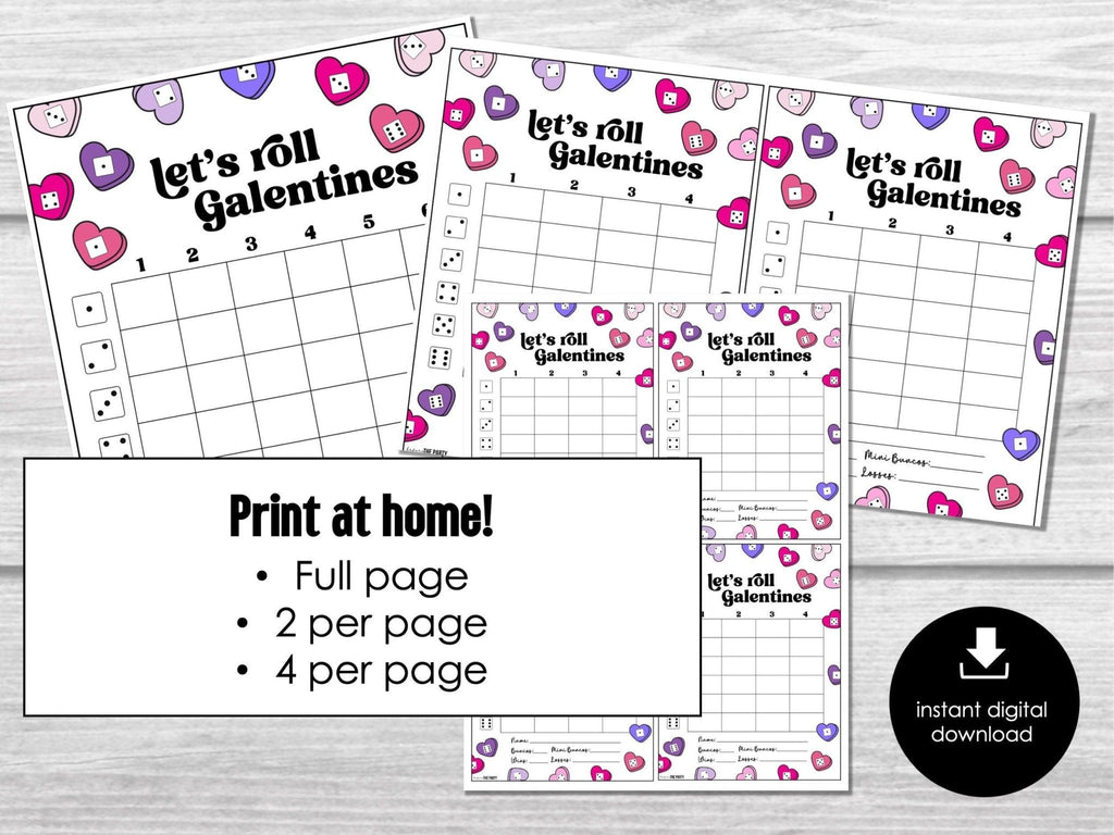 Galentine's Day Bunco Score Cards, Valentines Bunco Score Sheets, Heart Bunco Tally Sheets, Love Bunco Party Kit, February BUNCO | BUNKO - Before The Party