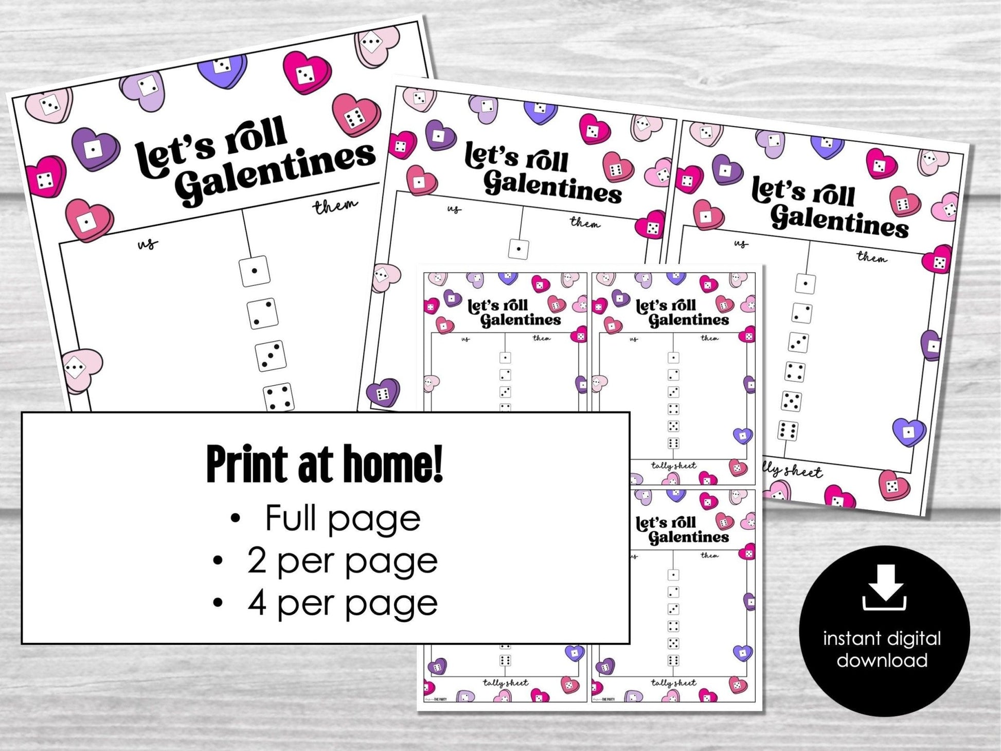 Galentine's Day Bunco Score Cards, Valentines Bunco Score Sheets, Heart Bunco Tally Sheets, Love Bunco Party Kit, February BUNCO | BUNKO - Before The Party