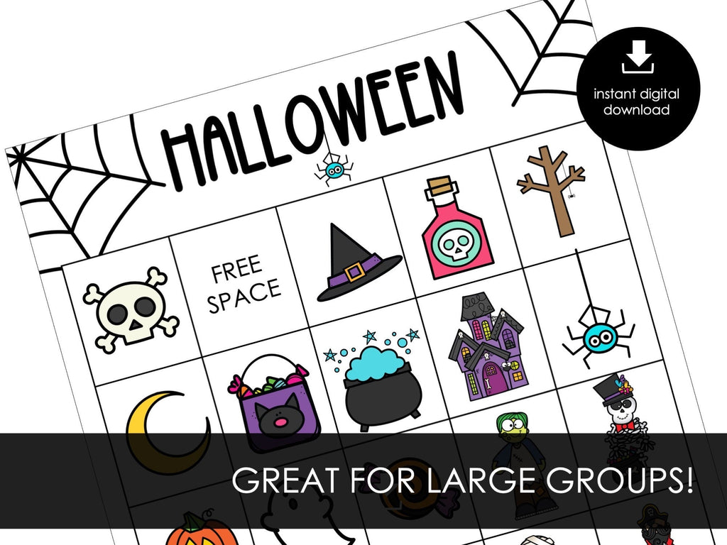 Halloween Bingo, Printable Halloween Vocabulary Bingo Game, Practice Halloween Words, 30 Bingo Boards for KIDS, Instant Download - Before The Party