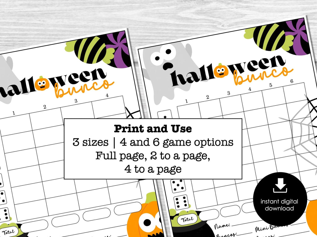 Halloween Bunco Score Card Set, Spooky Score Sheets, October, Bunco Invitation, - Before The Party