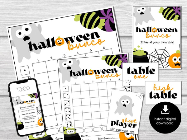 Halloween Bunco Score Card Set, Spooky Score Sheets, October, Bunco Invitation, Halloween Theme Bunco Party, October Bunco Night Printables - Before The Party