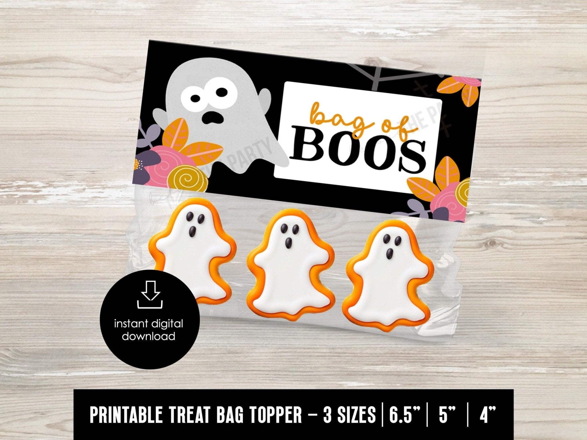 Halloween Ghost TREAT Bag Topper, 4" 5" 6.5", Halloween Bag Topper, Student Gift, Cookie Bag topper, Candy favor bag for kids, Bag of Boos