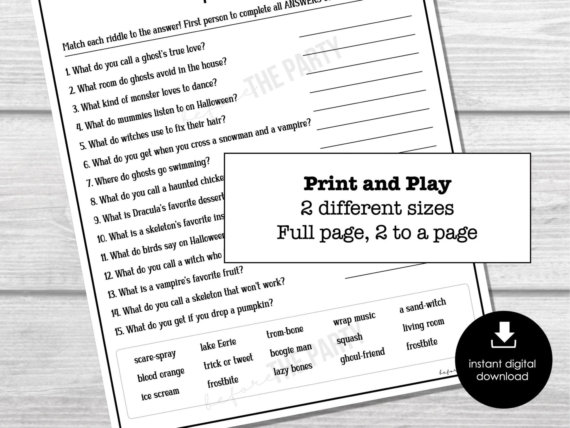 Halloween Jokes & Riddles Party Game, Halloween Games for Kids, Fun Halloween Party Games, Cute Halloween Party Activity, Icebreaker - Before The Party