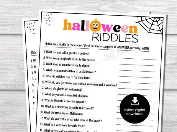 Halloween Jokes & Riddles Party Game, Halloween Games for Kids, Fun Halloween Party Games, Cute Halloween Party Activity, Icebreaker - Before The Party