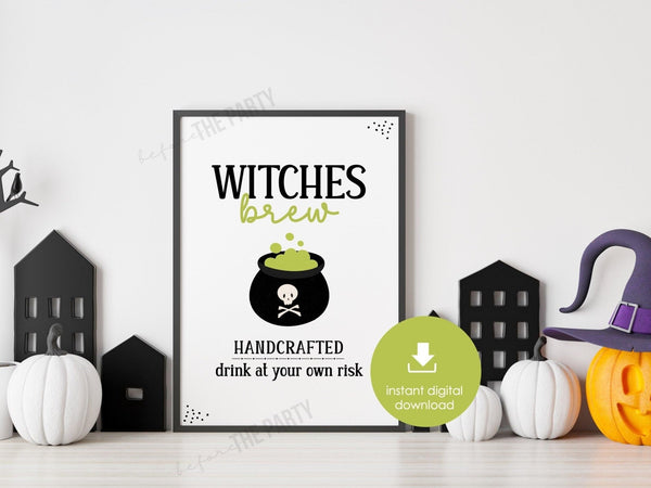 Halloween Party Sign, Witches Brew Halloween Printable, Halloween Party Decor, Halloween Drinks, Halloween Drink Station, Office Party Sign - Before The Party