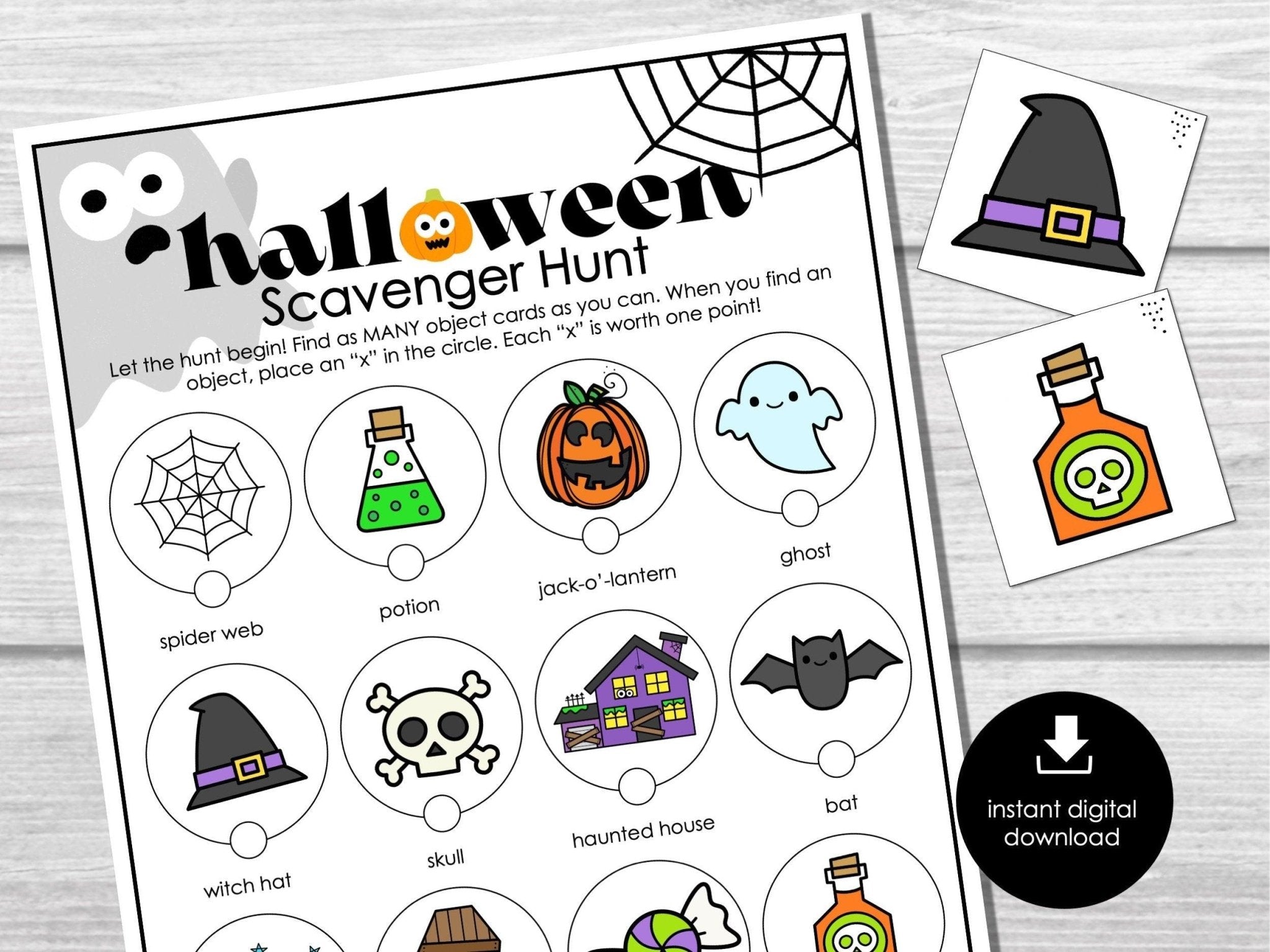 Halloween Scavenger Hunt, Printable Kids Activity, Indoor Outdoor Treasure Hunt, Halloween Fun, Classroom Activity, DIY Halloween Party Game