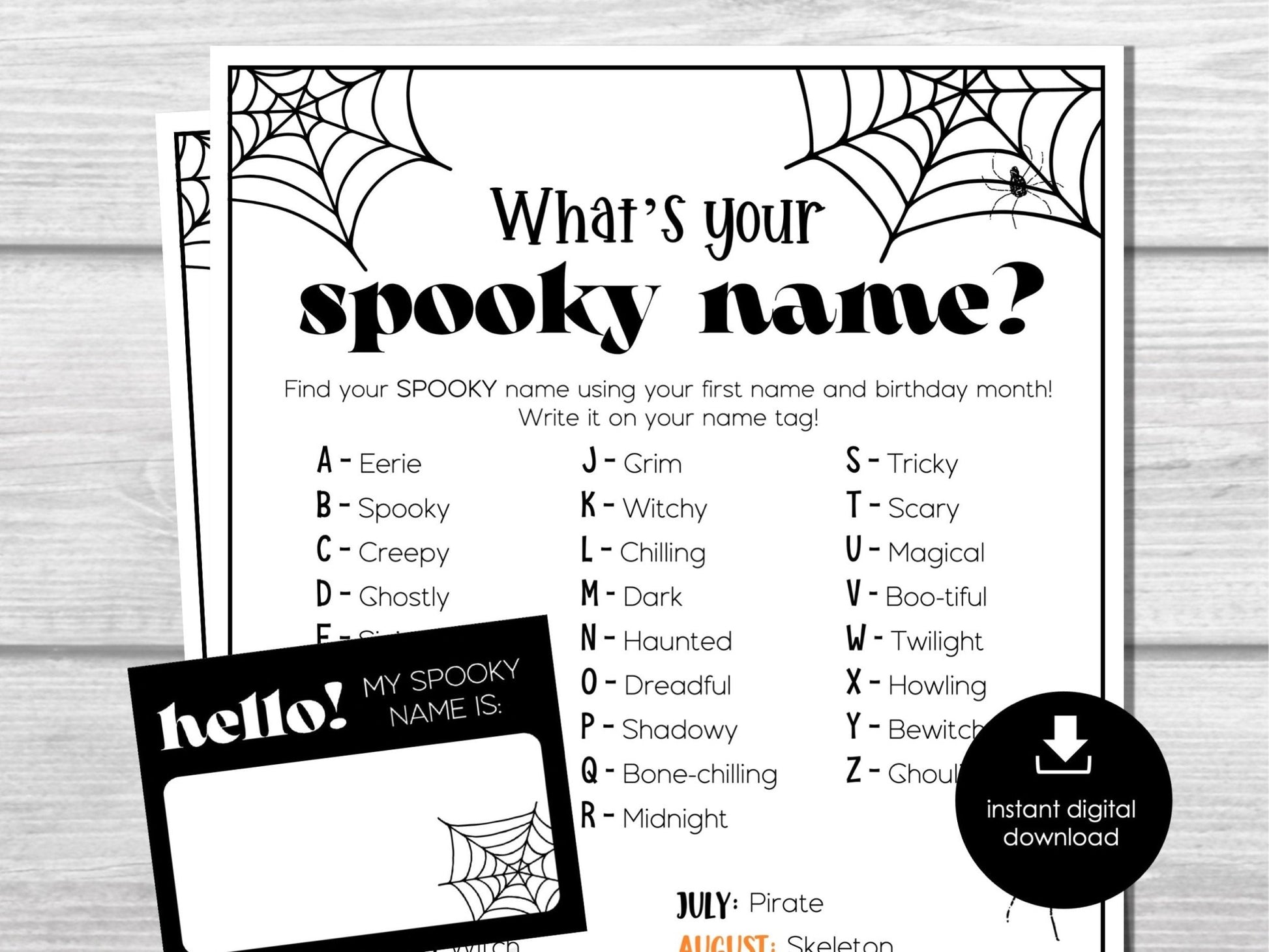Halloween Spooky Name Game, Halloween Name Tags and Sign, Party Ice Breaker, Halloween Party Activity for Kids and Adults, Office Party - Before The Party