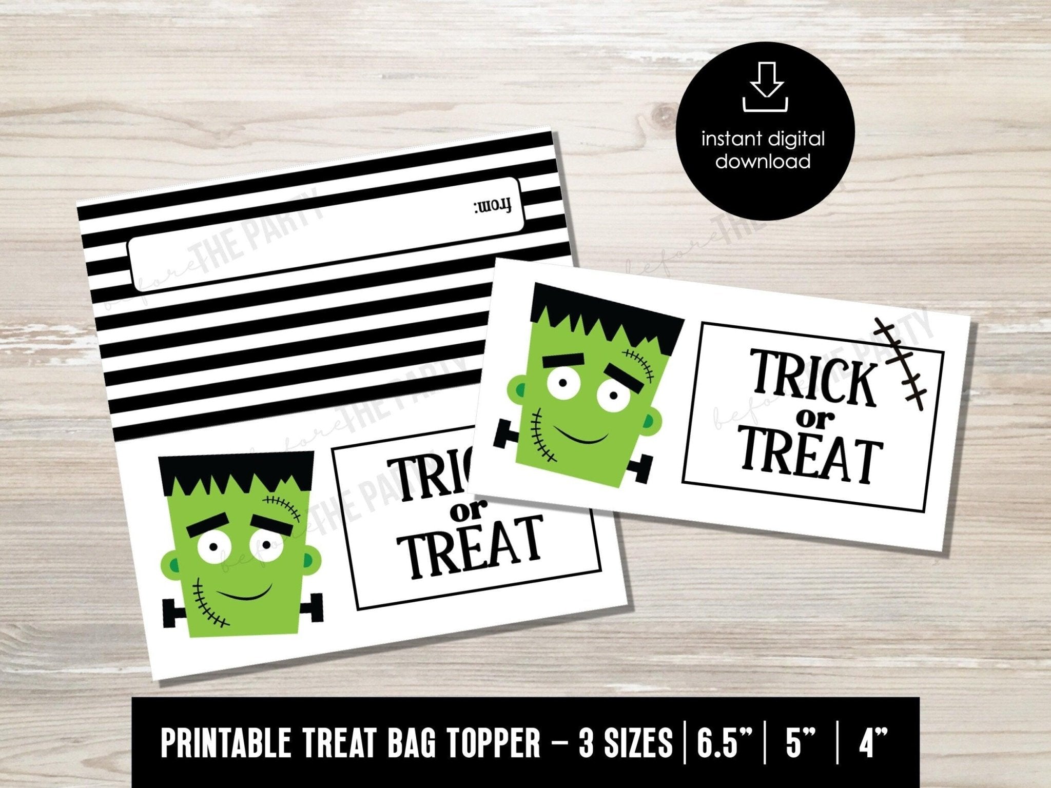 Halloween TRICK or TREAT Bag Topper, 4" 5" 6.5", Halloween Bag Topper, Student Gift, Cookie Bag topper, Spooky candy favor bag for kids