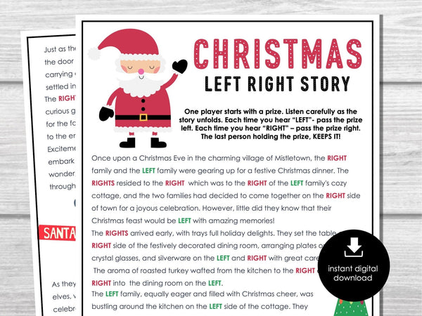 Left Right Christmas Game, XMAS Party Games, Pass the Gift, Right Left Game, Pass the Prize Holiday Activity, Fun Story for Kids + Adults - Before The Party