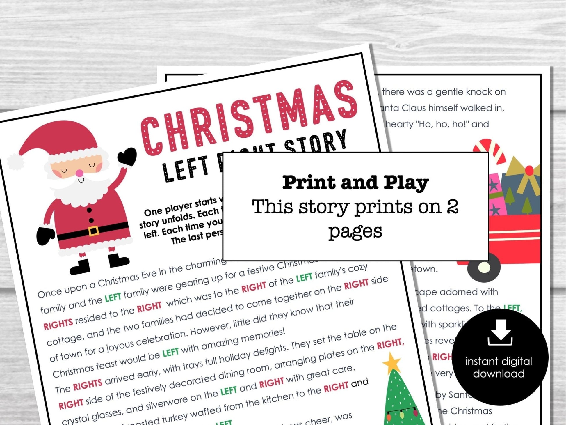 Left Right Christmas Game, XMAS Party Games, Pass the Gift, Right Left Game, Pass the Prize Holiday Activity, Fun Story for Kids + Adults - Before The Party
